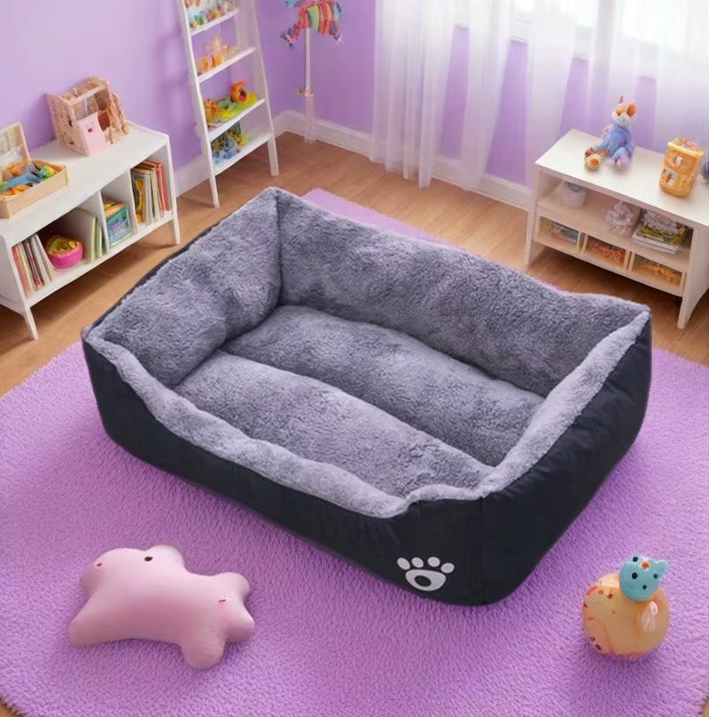 Black Dog Bed Plush Sleeping Bed for Large, Medium and Small Dogs, Non-Slip and Bite-Resistant Pet Sleeping Mat